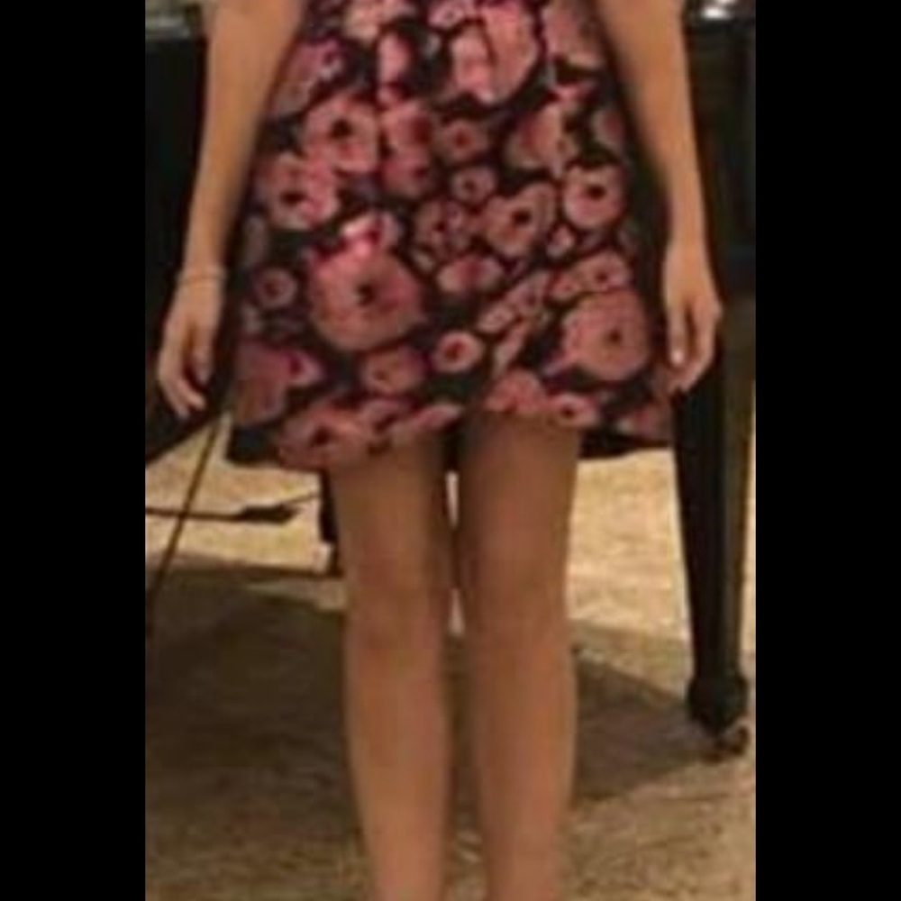 Ramy Brook Black and Pink Floral Mini Skirt